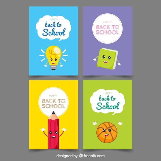 Free vector back to school card collection with flat design