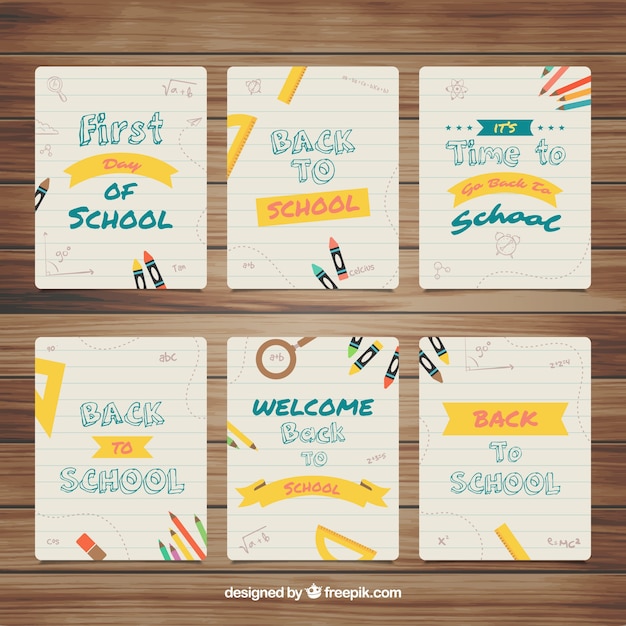 Free vector back to school card collection