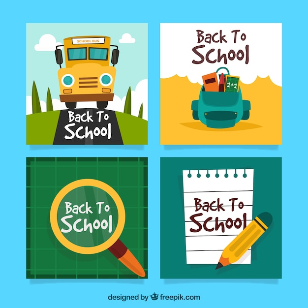 Back to school card collection – Free vector templates for download