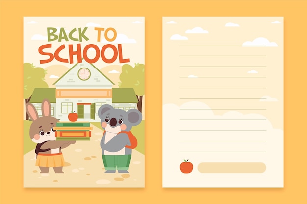 Free vector back to school card template pack