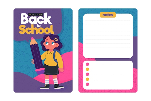 Back to school card template with illustrations