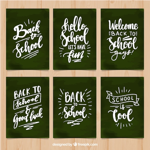 Back to school cards collection with lettering