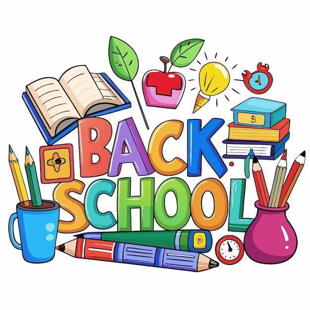 Free vector back to school colorful cartoon illustration