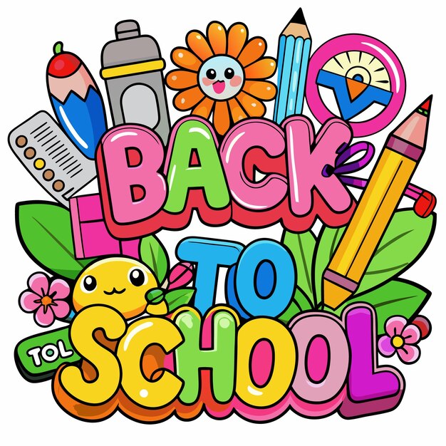 Free vector back to school colorful doodle illustration