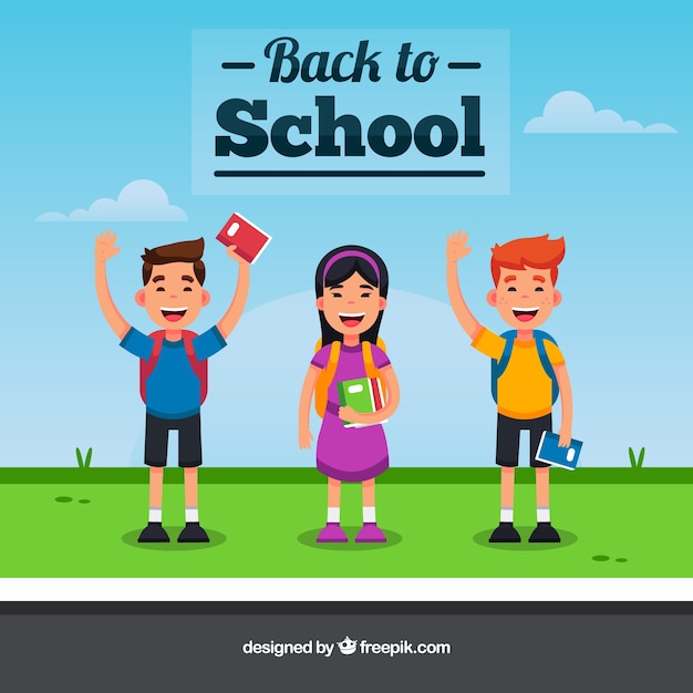 Free vector back to school composition with flat children