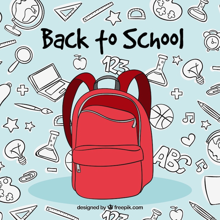 Free Vector back to school concept with red backpack