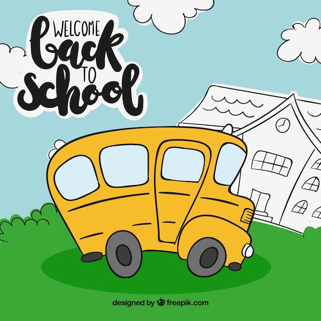 Free vector back to school concept with school bus