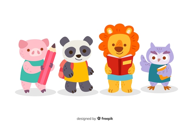 학교 귀여운 동물 컬렉션으로 돌아 가기
