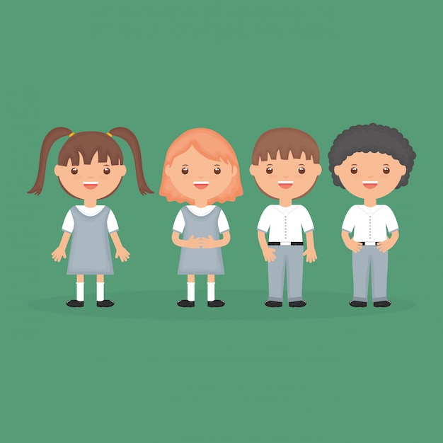 Free vector back to school. cute little students group characters