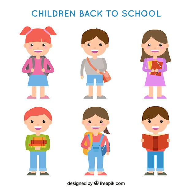 Free vector back to school design with schoolkid characters