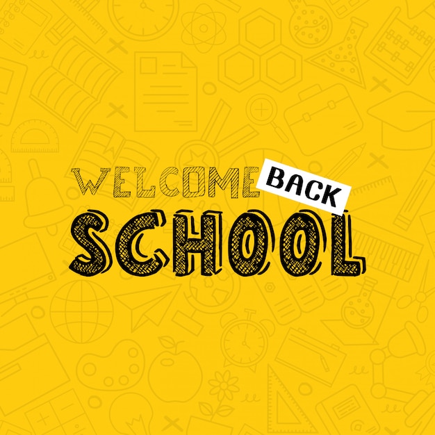 Free vector back to school design with yellow background vector