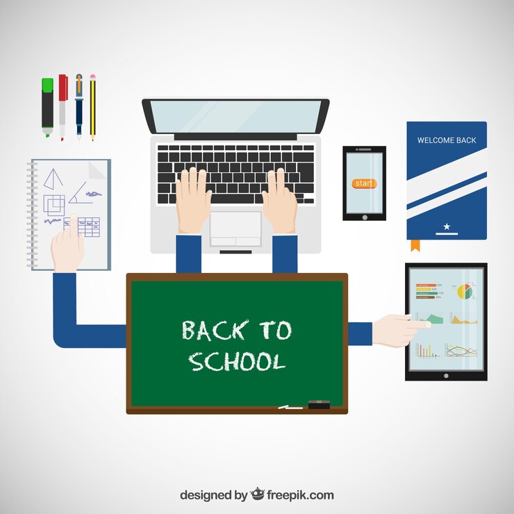 Free Vector back to school desk