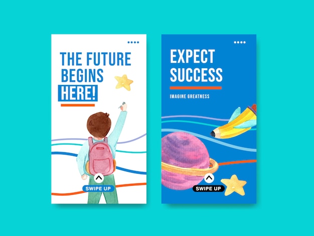 Back to school and education concept with instagram story template