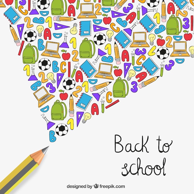 Free vector back to school elements in hand drawn style