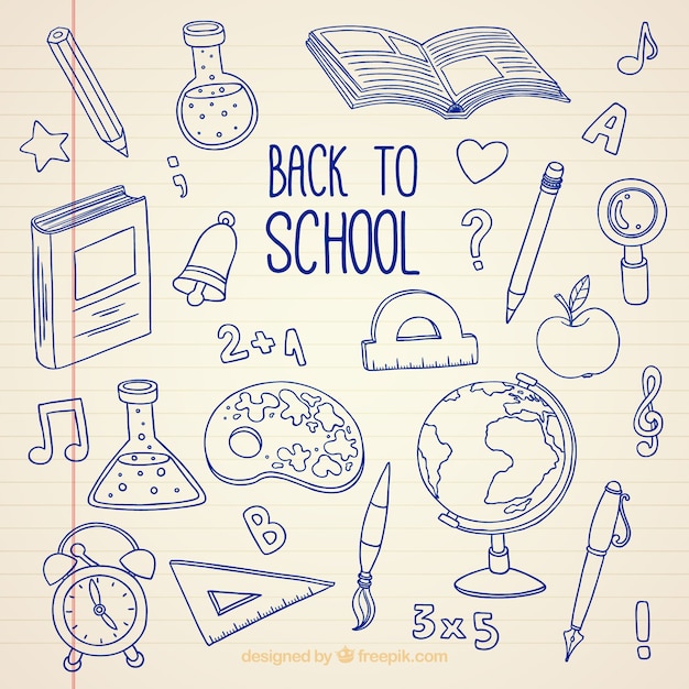 Back to school, hand drawn bottom