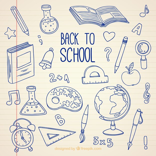 Back to school, hand drawn bottom