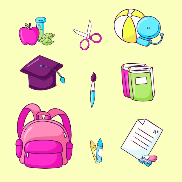 Free vector back to school hand drawn element collection