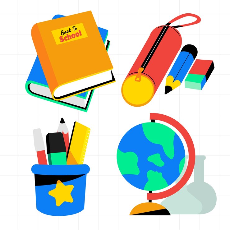Free Vector back to school hand drawn flat element collection
