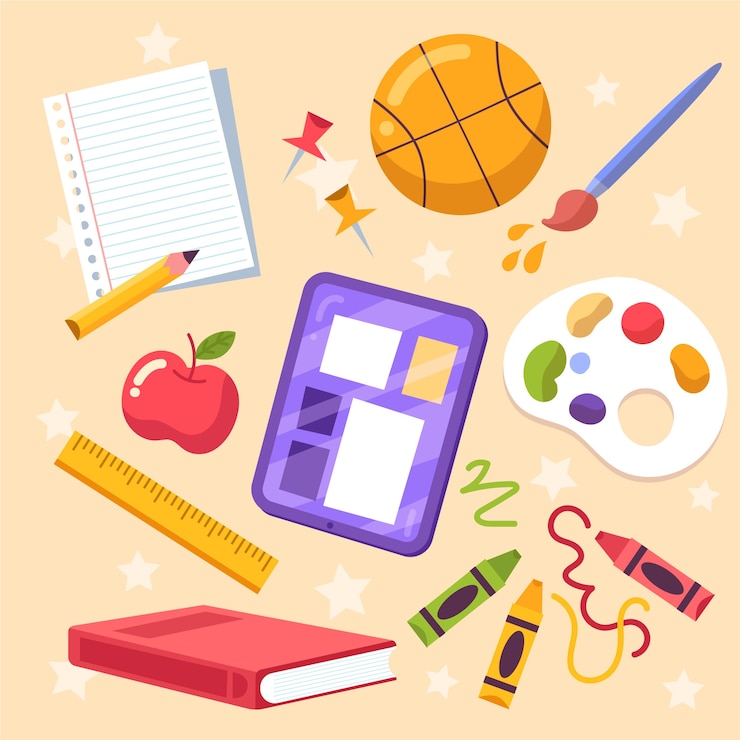 Free Vector back to school hand drawn flat element collection
