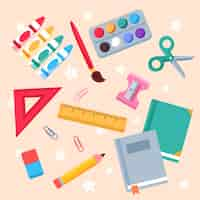 Free vector back to school hand drawn flat element collection