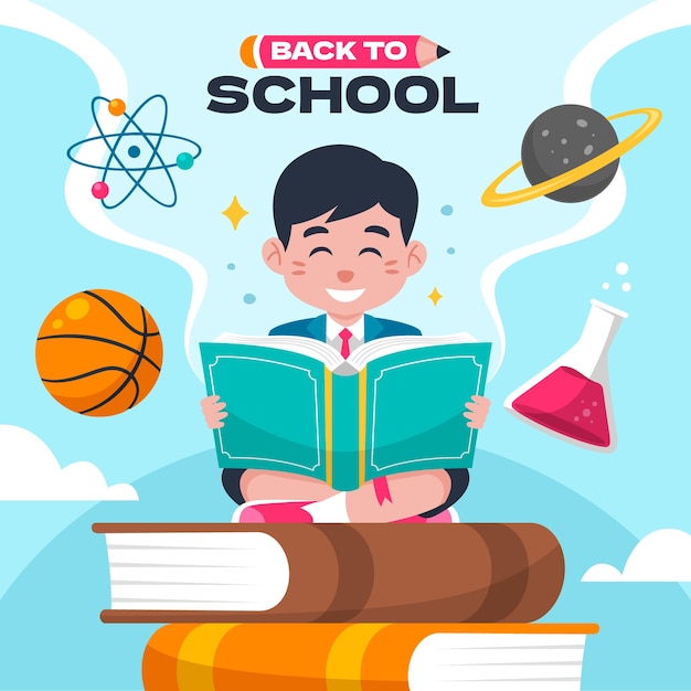 Free vector back to school hand drawn flat illustration