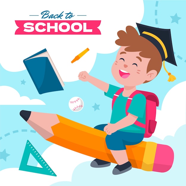 Back to school hand drawn flat illustration