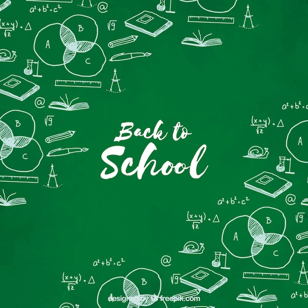 Free vector back to school, hand-drawn green background