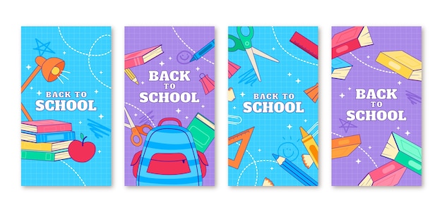 Back to school hand drawn ig stories set