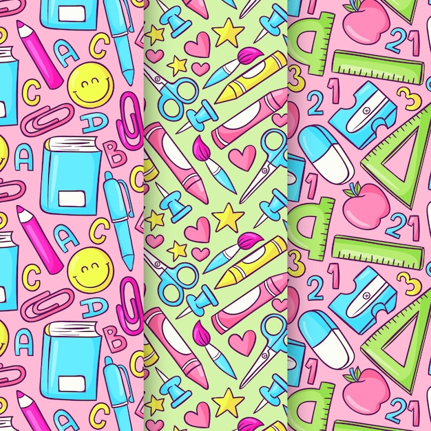 Free vector back to school hand drawn pattern