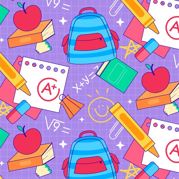back to school hand drawn pattern