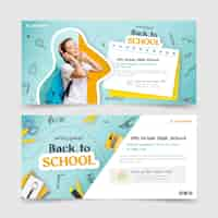 Free vector back to school horizontal banners set with photo