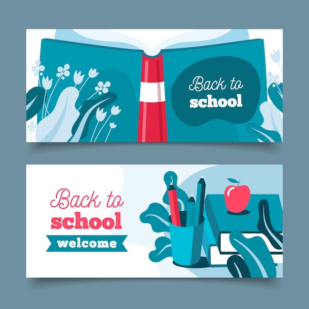 Back to school horizontal banners