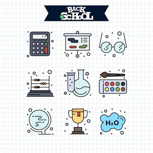 Free vector back to school icon. education and learning line icons set.