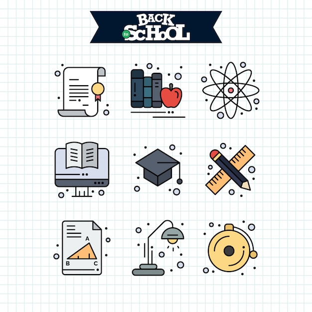 Back to School icon. Education and Learning line icons set.