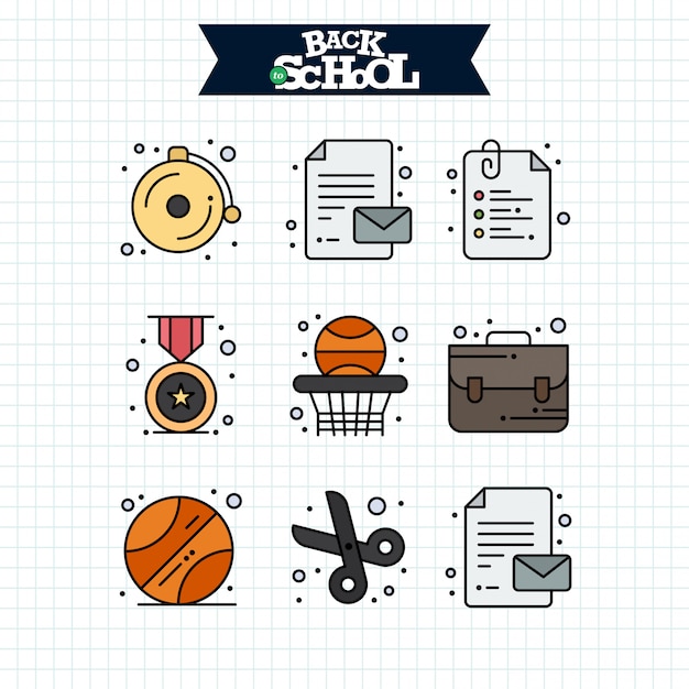 Back to School icon. Education and Learning line icons set.