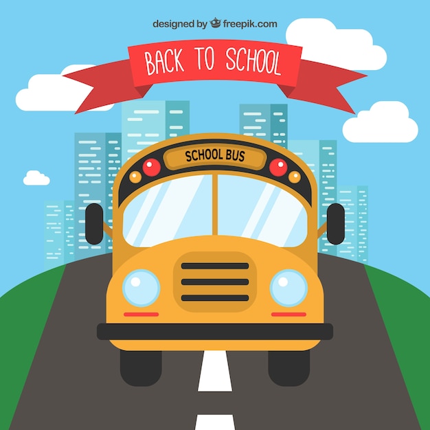 Free vector back to school illustration with flat school bus