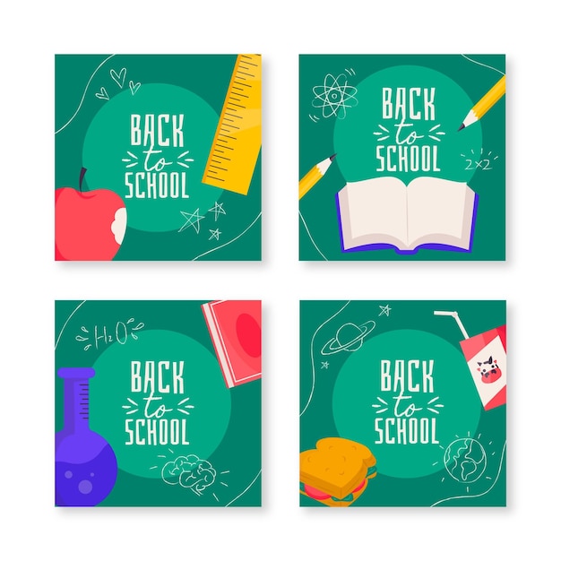 Free vector back to school instagram posts collection