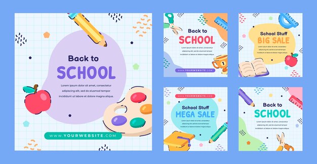 Back to school instagram posts design template