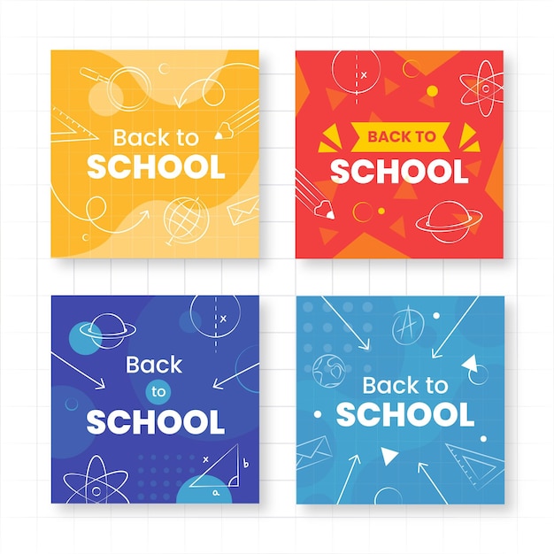 Free vector back to school instagram posts