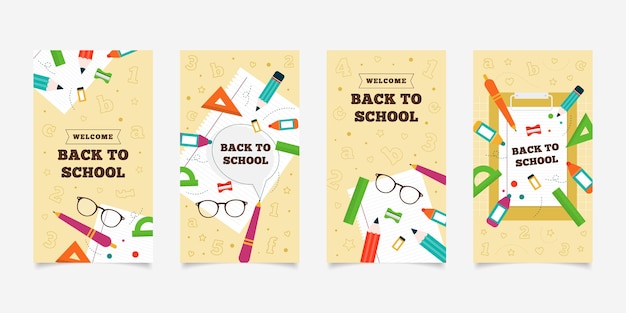 Free vector back to school instagram stories collection