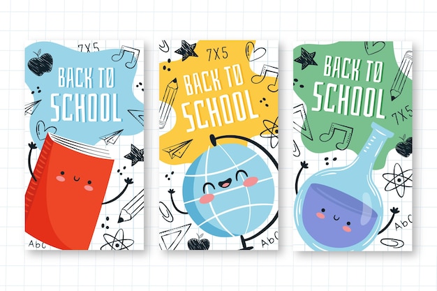 Free vector back to school instagram stories draw