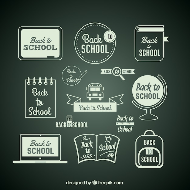 Back to school items on blackboard