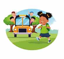 Free vector back to school kids cartoon