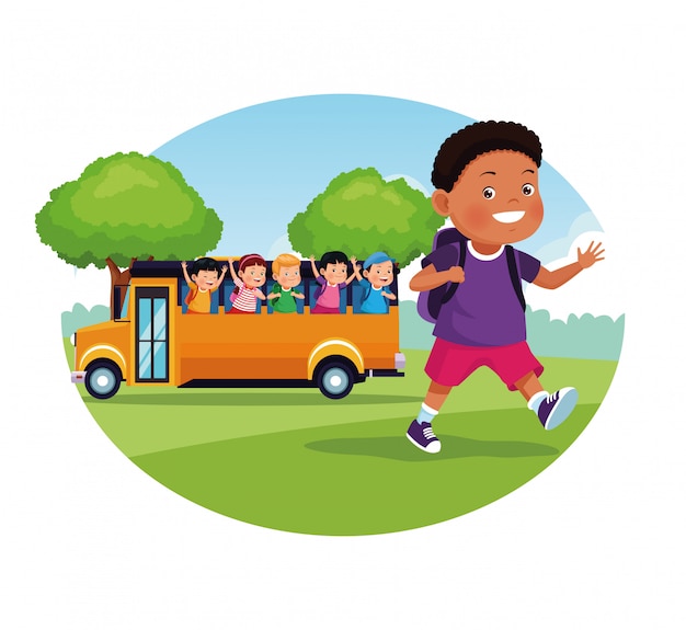 Free vector back to school kids cartoon