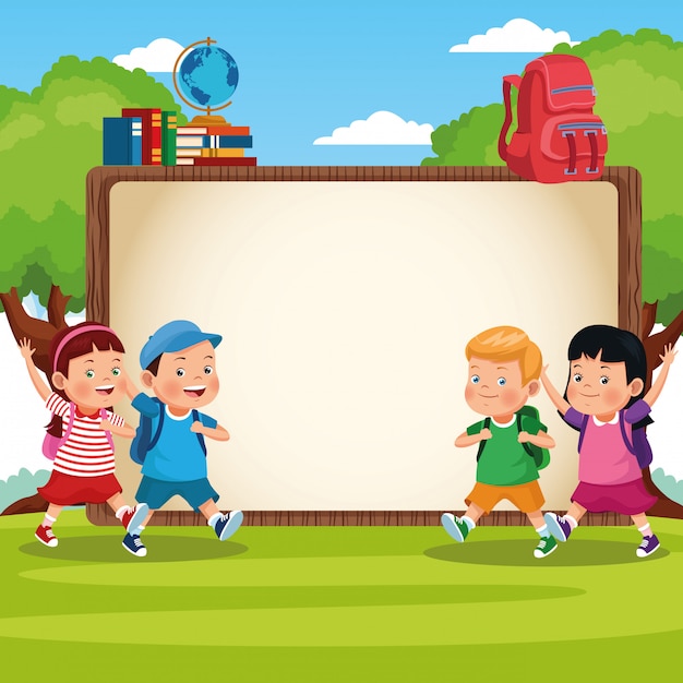 Free vector back to school kids cartoon