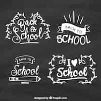 Free vector back to school label collection in chalk style