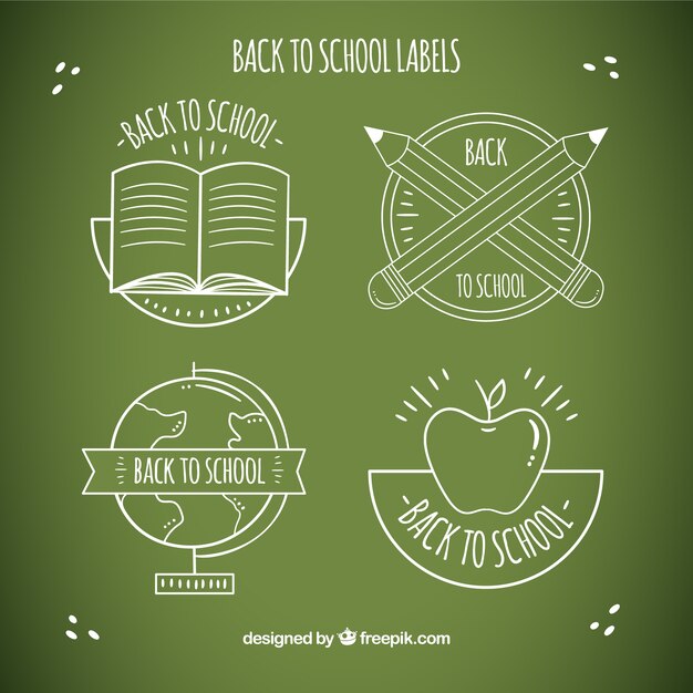 Back to school label collection in chalk style