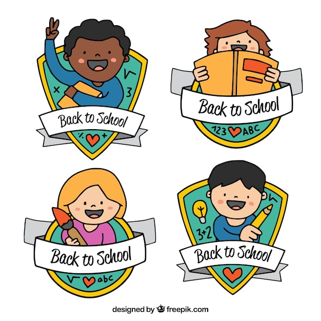 Free vector back to school label collection in hand drawn style