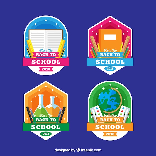 Back to school label collection with flat design