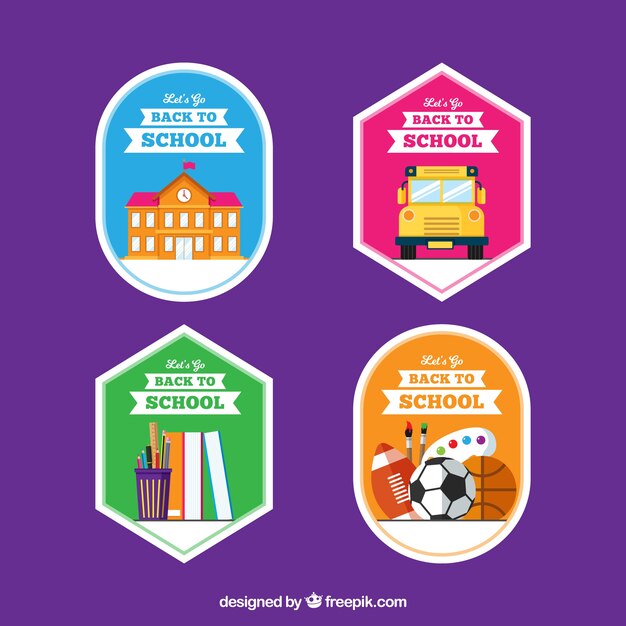 Back to school label collection with flat design